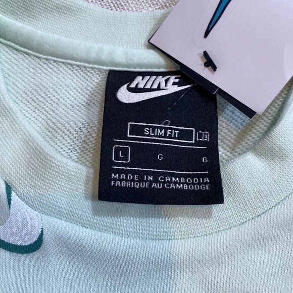 Nike NWT Sleeve Seafoam Green Sleeve Knit Pullover Sweatshirt Top Size Large - Picture 4 of 8